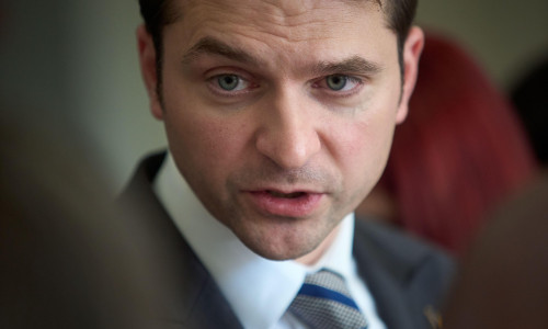 Bucharest, Romania. 17th July, 2024: Sebastian Burduja, the Romanian Minister of Energy speaks to the press after the meeting with all energy producers in Romania. Credit: Lucian Alecu/Alamy Live News