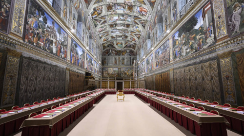 Preparation of the Sistine Chapel for the Conclave in Vatican City, Italy - 6 May 2025