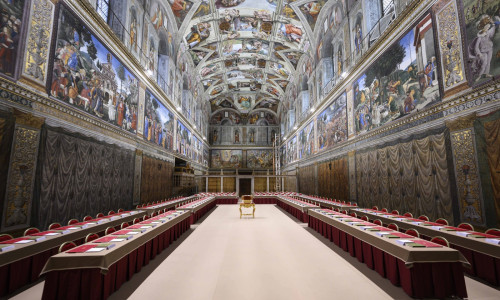 Preparation of the Sistine Chapel for the Conclave in Vatican City, Italy - 6 May 2025