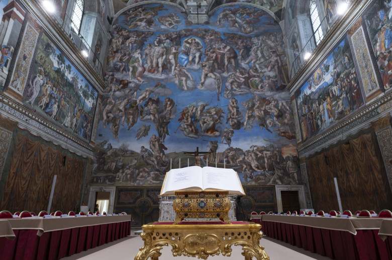Sistine Chapel on the Eve of the Conclave in Vatican - 06 May 2025