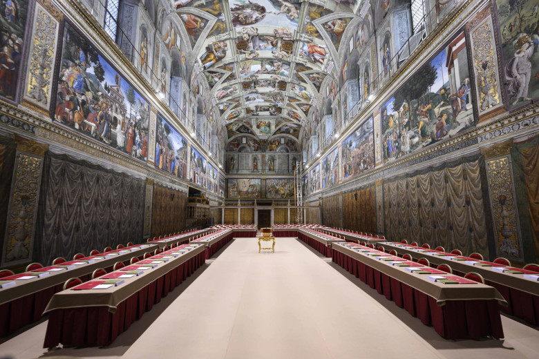 Preparation of the Sistine Chapel for the Conclave in Vatican City, Italy - 6 May 2025