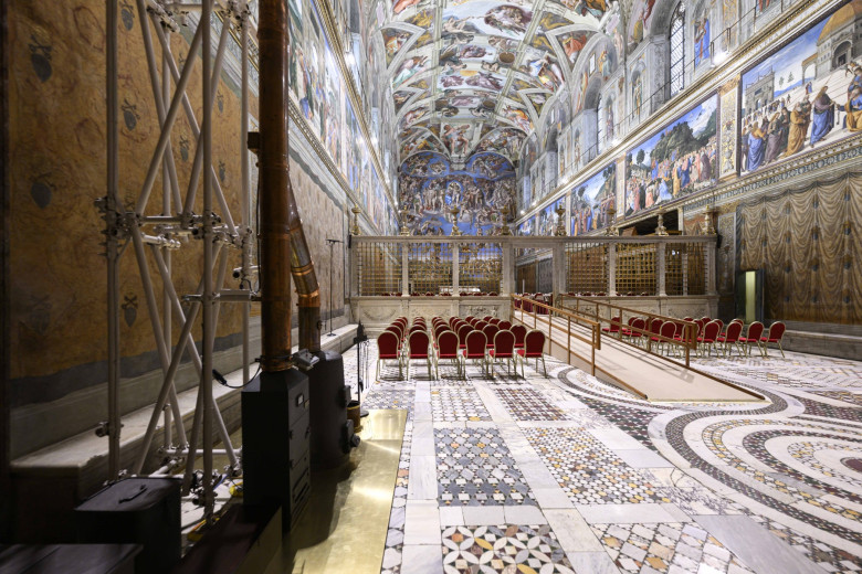 Preparation of the Sistine Chapel for the Conclave in Vatican City, Italy - 6 May 2025