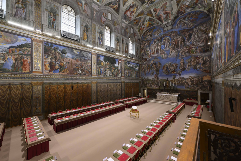 Preparation of the Sistine Chapel for the Conclave in Vatican City, Italy - 6 May 2025