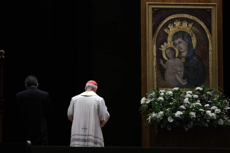 Cardinal Robert Prevost leads the recitation of the Holy Rosary for Pope Francis, Vatican City, Italy - 03 Mar 2025