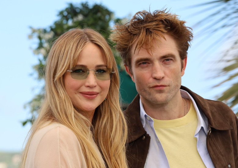Cannes, France. 18th May, 2025. Jennifer Lawrence and Robert Pattinson at the Die My Love film photo call at the 78th Cannes Film Festival. Credit: Doreen Kennedy/Alamy Live News.