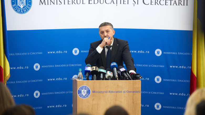 Daniel David, Minister of Education, press conference, Bucharest, Romania - 21 May 2025