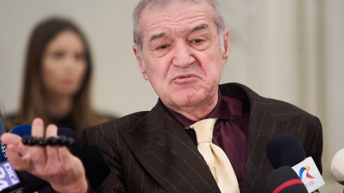 Bucharest, Romania. 11th Mar, 2025: George Becali, the financier of the FCSB football team and deputy for Alliance for the Union of Romanians (AUR), answers journalists' questions during a press conference regarding a possible AUR candidate for the 2025 R