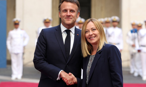 Politics: Meeting between the Italian Prime Minister Giorgia Meloni and the President of the French Republic Emmanuel Macron
