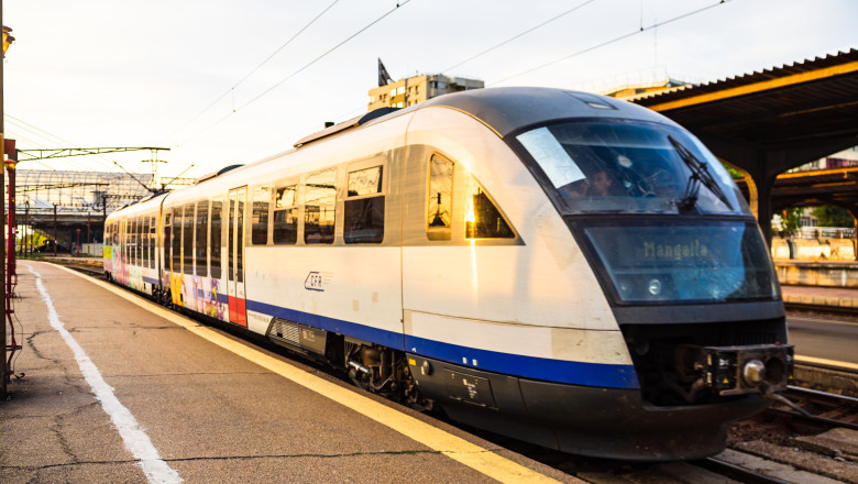 Trains,On,The,Platform,Of,Bucharest,North,Railway,Station,(gara