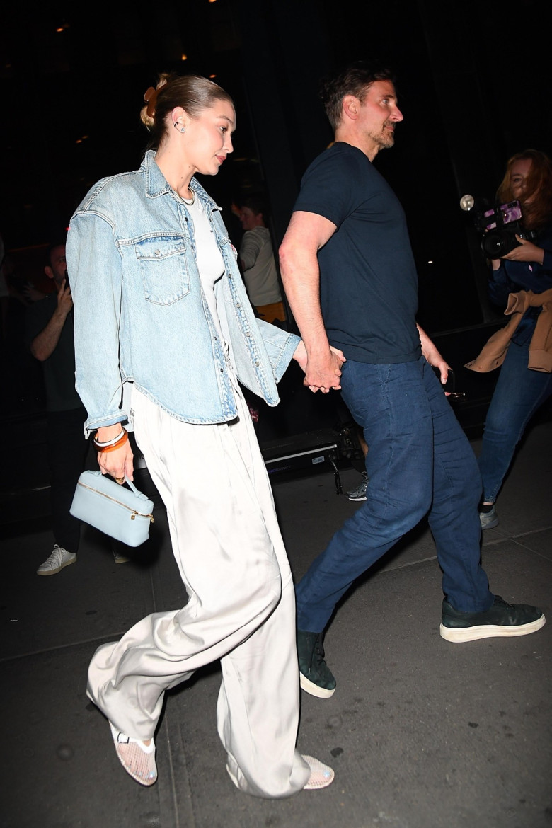Gigi Hadid and Bradley Cooper leaving after dinner at Cote in New York