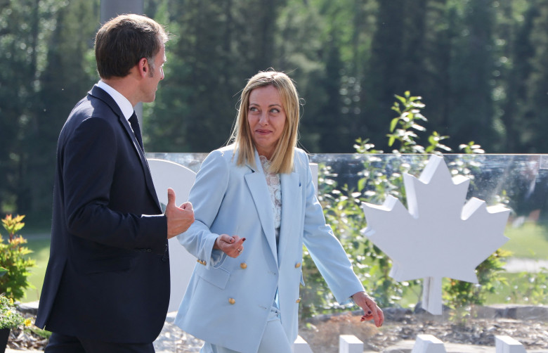 Emmanuel Macron şi Giorgia Meloni/ Profimedia