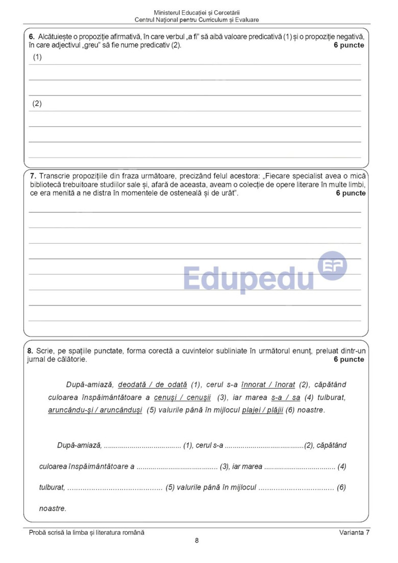 subiecte romana evaluarea nationala 2025 (3)