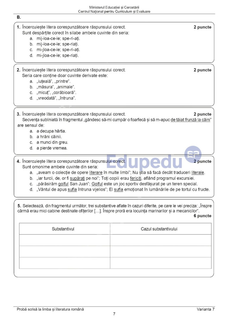 subiecte romana evaluarea nationala 2025 (4)
