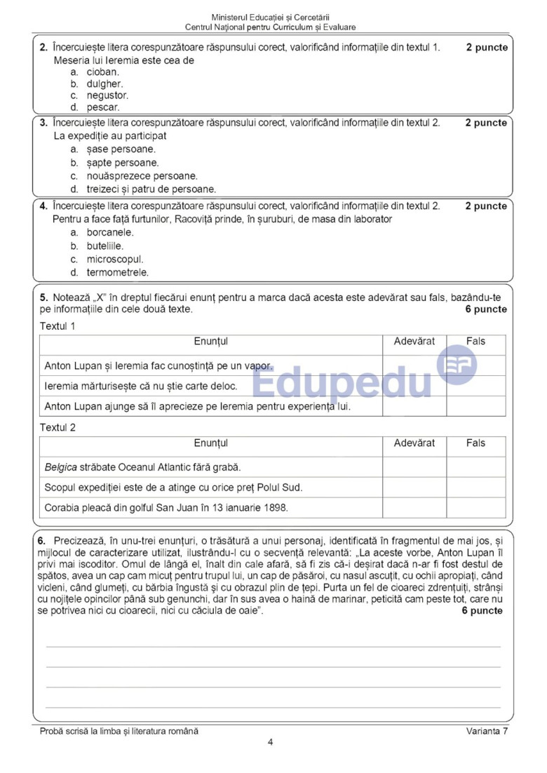 subiecte romana evaluarea nationala 2025 (7)