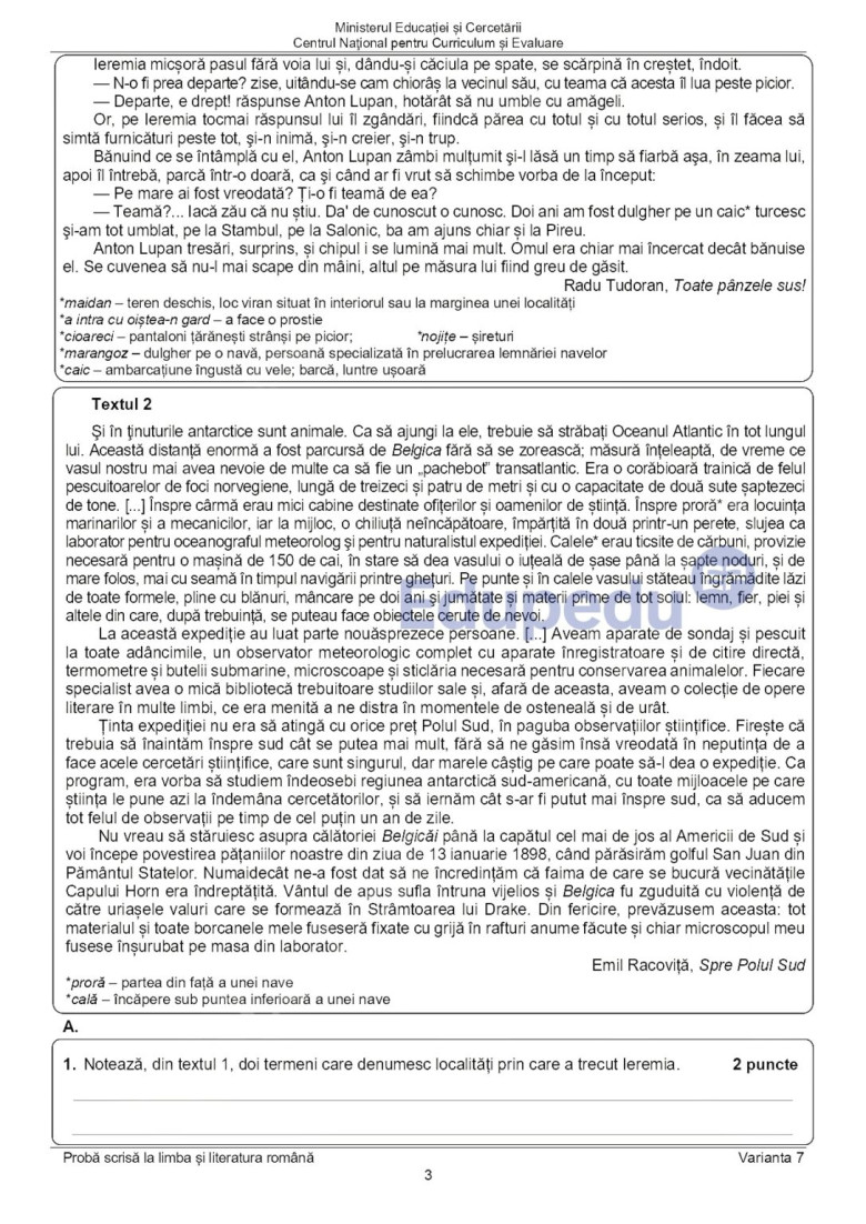 subiecte romana evaluarea nationala 2025 (8)