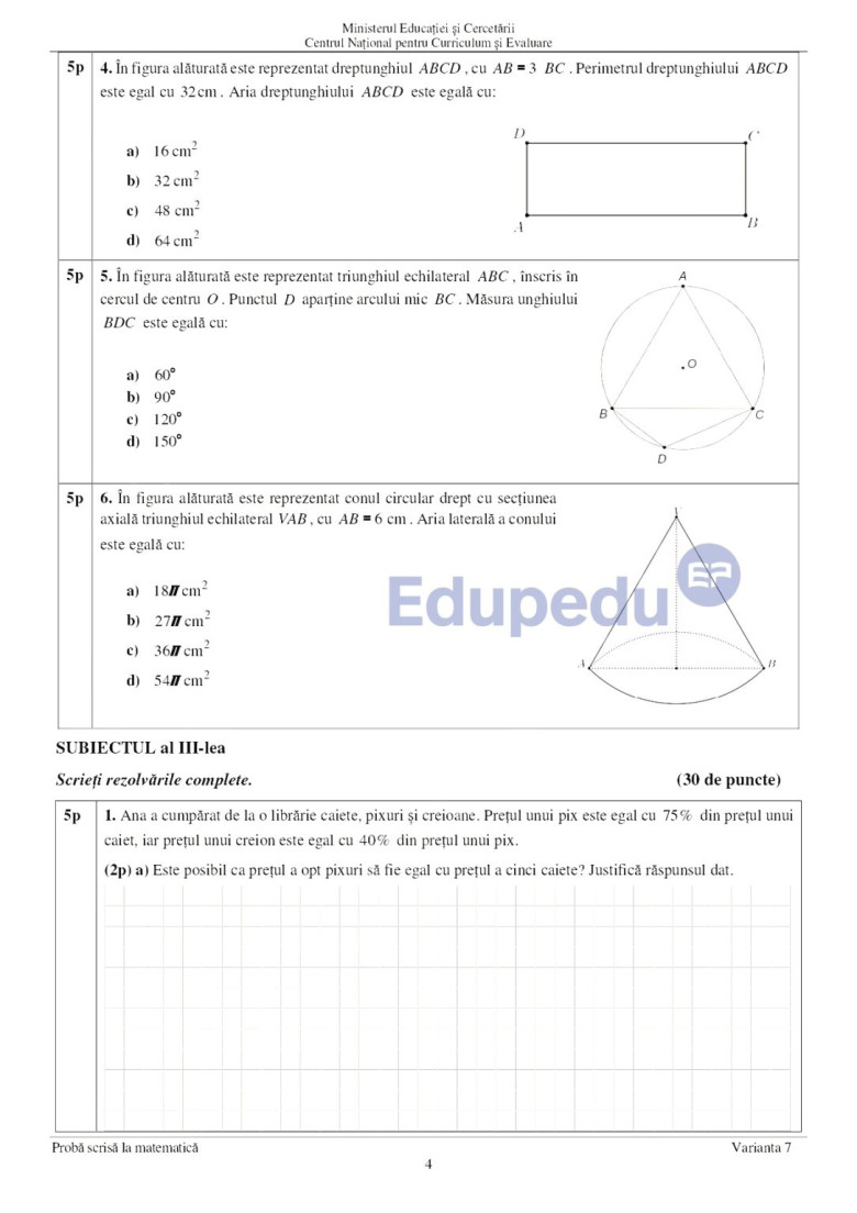 subiecte matematica, evaluarea nationala 2025 (7)