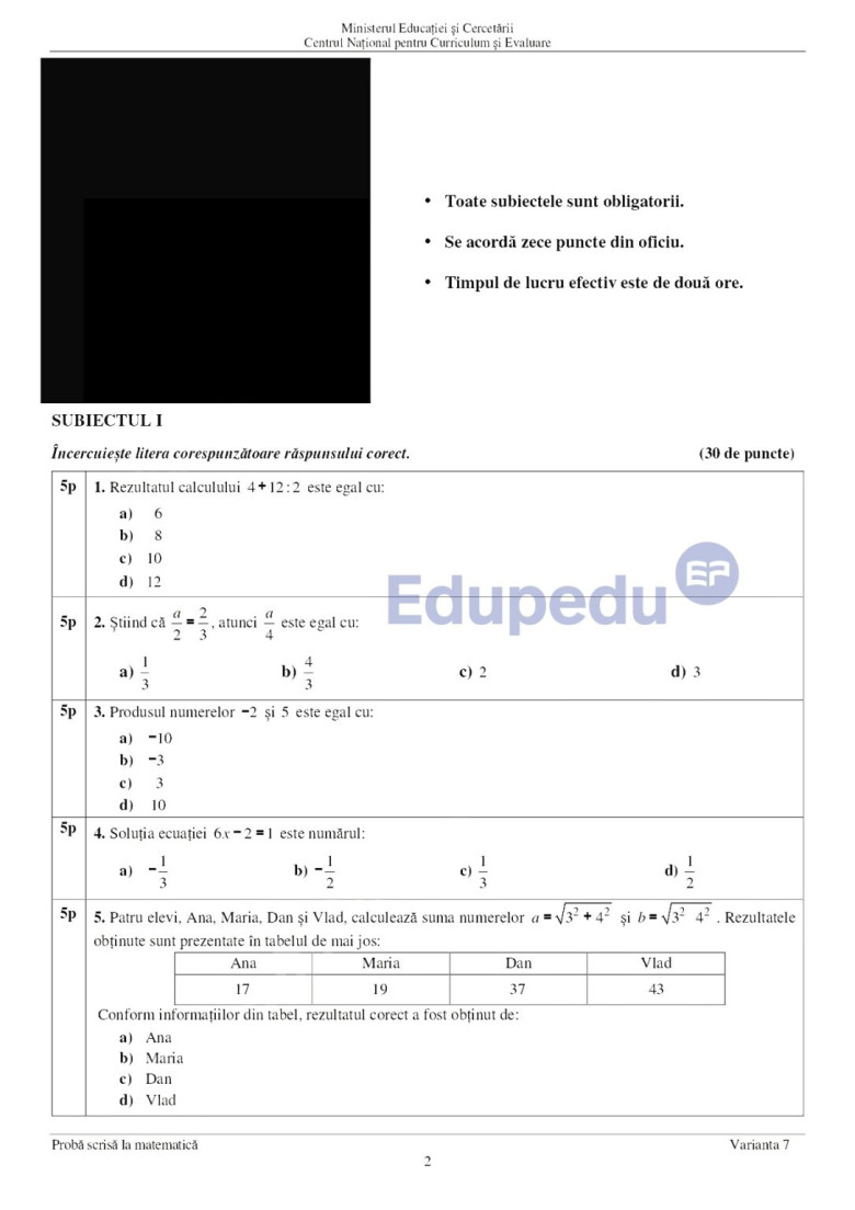 subiecte matematica, evaluarea nationala 2025 (1)