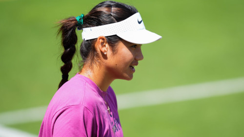 Emma Raducanu during practice session at the All England Lawn Tennis and Croquet Club in Wimbledon ahead of the Wimbledon Championships, which start tomorrow. Picture date: Sunday June 29, 2025.