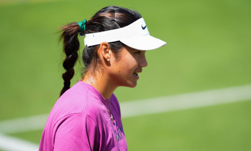 Emma Raducanu during practice session at the All England Lawn Tennis and Croquet Club in Wimbledon ahead of the Wimbledon Championships, which start tomorrow. Picture date: Sunday June 29, 2025.