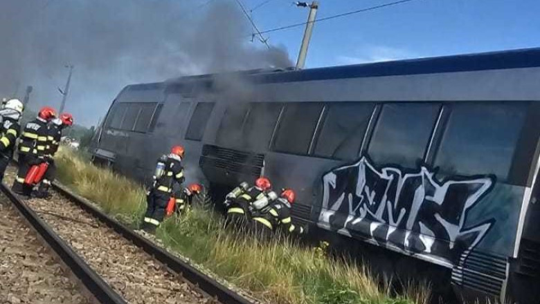 Incendiu la locomotiva unui tren