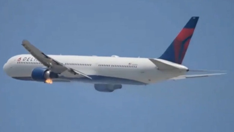 Motorul unui Boeing 767-400 a luat foc după decolare şi a forțat întoarcerea la Los Angeles/ Foto: X