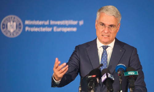 Bucharest, Romania. 30th July, 2025: Dragos Pislaru, Romanian Minister of Investments and European Projects, holds a press conference one month after taking office, at the Ministry headquarters in Bucharest. Credit: Lucian Alecu/Alamy Live News