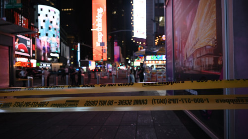 Three People Shot At West 44th Street And 7th Avenue In Times Square, Times Square, Midtown Manhattan, New York, United States - 09 Aug 2025