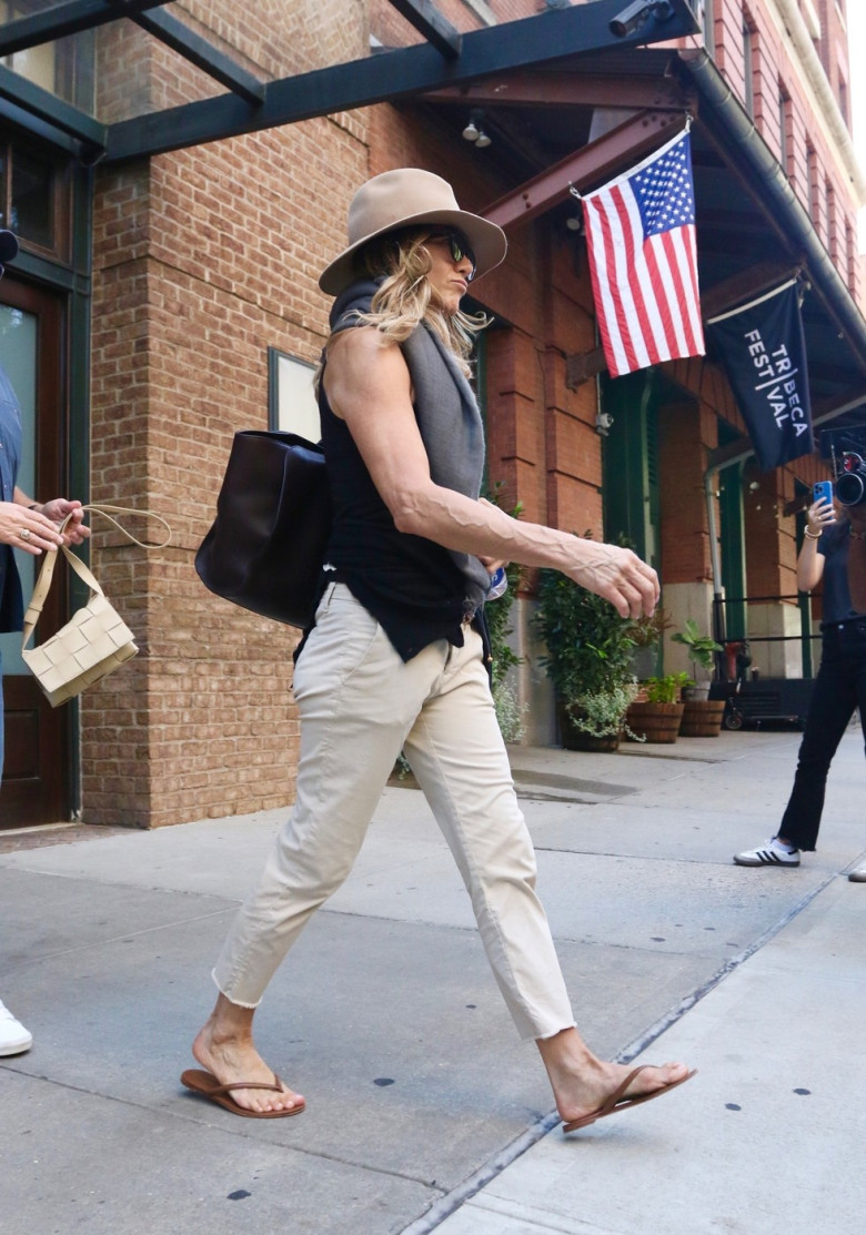 Jennifer Aniston and Boyfriend Jim Curtis Check Out of Tribeca Hotel