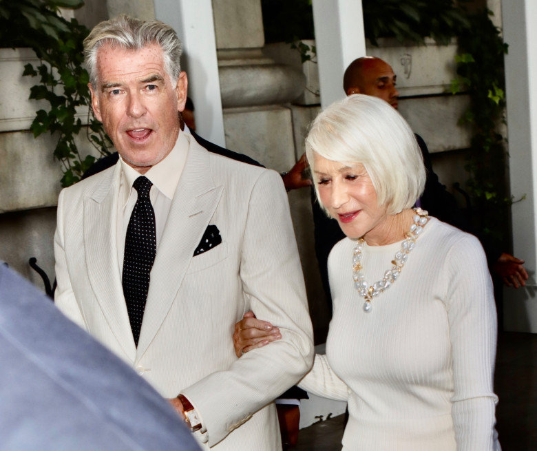 Pierce Brosnan and Helen Mirren shine at "The Thursday Murder Club" screening