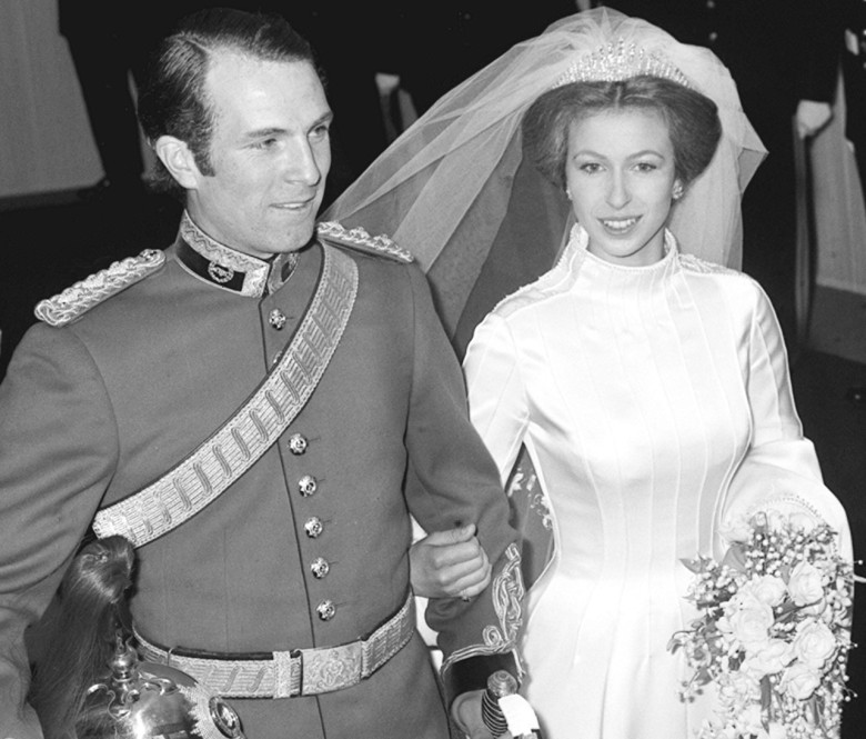 File photo dated 14/11/73 of the Princess Royal and Captain Mark Phillips leave Westminster Abbey after their wedding in 1973. The royal family has wished the Princess Royal a happy birthday, sharing a behind the scenes snapshot of the King with his siste