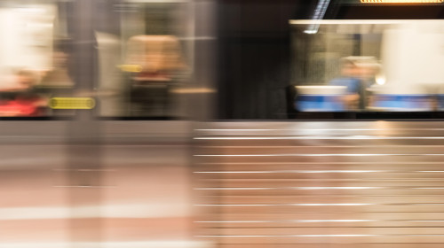 Moving Train In Subway Station
