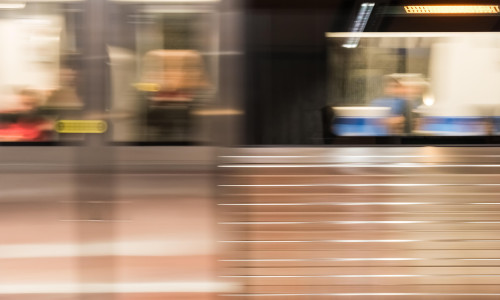 Moving Train In Subway Station