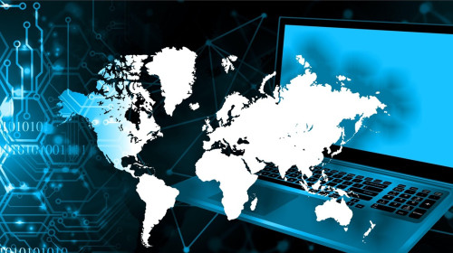 Abstract Artificial intelligence. Technology web background. Virtual concept. world network technology communication background.