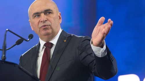 Bucharest, Romania. 12th July, 2025: Ilie Bolojan, president of the National Liberal Party (PNL) and Romanian Prime Minister, gives his speech during the Extraordinary Congress of the National Liberal Party. Credit: Lucian Alecu/Alamy Live News