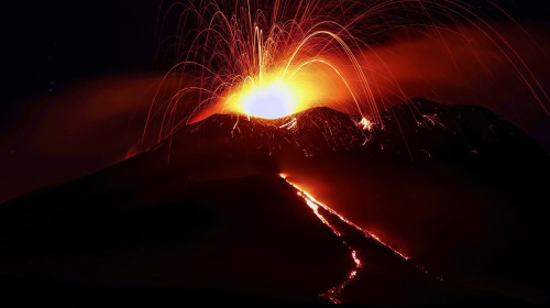 Mount Etna Displays Strombolian Activity From Southern Crater In Evening Spectacle - 24 Aug 2025