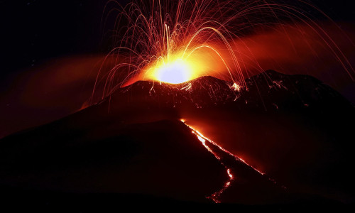 Mount Etna Displays Strombolian Activity From Southern Crater In Evening Spectacle - 24 Aug 2025