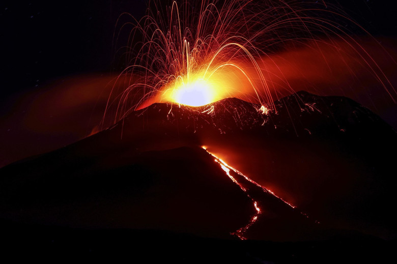 Mount Etna Displays Strombolian Activity From Southern Crater In Evening Spectacle - 24 Aug 2025