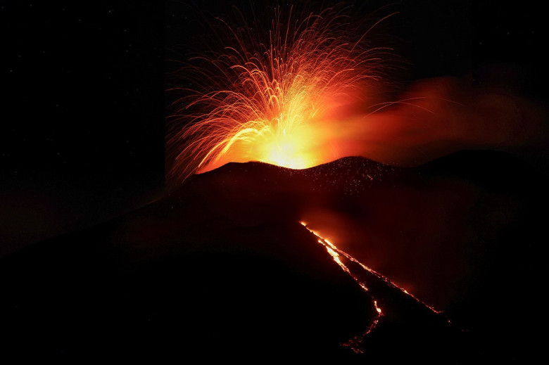 Mount Etna Displays Strombolian Activity From Southern Crater In Evening Spectacle - 24 Aug 2025