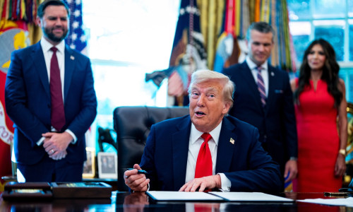 President Donald Trump Signs Executive Orders To End Cashless Bail With Top Officials Present At White House - 26 Aug 2025