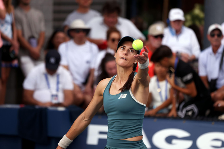 26 August, 2025 - Flushing Meadows, New York - Sorana Cirstea of Romania serving during opening round match against Solana Sierra at the US Open.