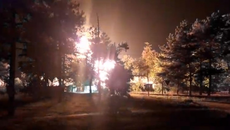 Explozie la Amara, unde o pungă cu gaze a fost atinsă în timpul unor foraje/ Foto: Captură video
