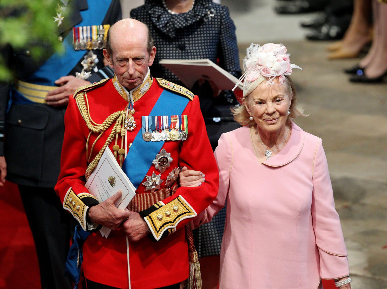 File photo dated 29/04/11 of the Duke and Duchess of Kent leaving Westminster Abbey after the wedding of the Duke and Duchess of Cambridge. The Duchess of Kent, who was married to the late Queen's cousin the Duke of Kent, has died at the age of 92, Buckin