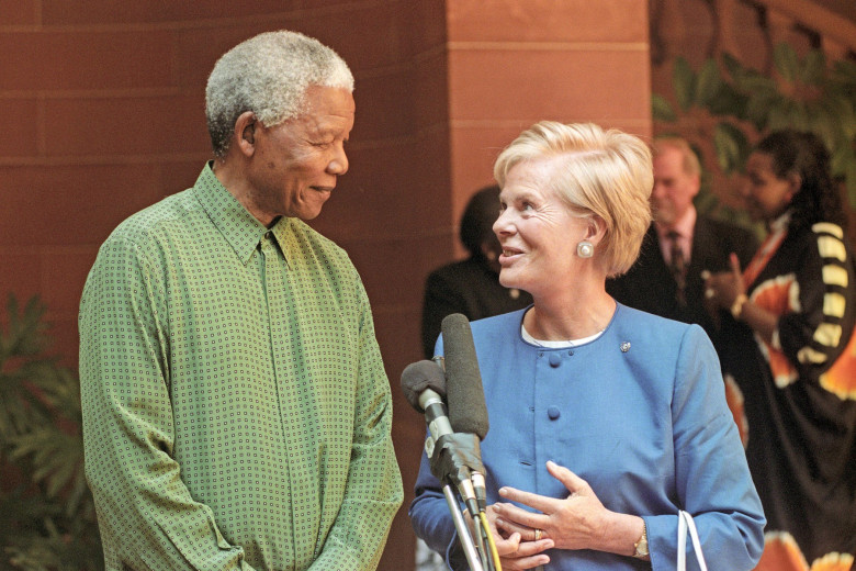 File photo dated 30/04/1997 of the Duchess of Kent meeting South African President Nelson Mandela at the Union Buildings in Pretoria during her tour of South Africa in her capacity as Patron of the UK Committee for UNICEF. The Duchess of Kent, who was mar