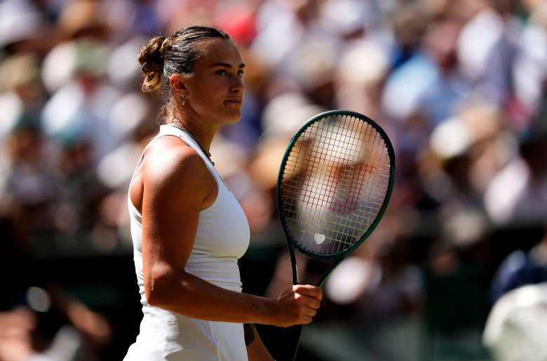 Aryna Sabalenka during her Ladies' Singles match against Amanda Anisimova on day eleven of the 2025 Wimbledon Championships at the All England Lawn Tennis and Croquet Club, London. Picture date: Thursday July 10, 2025.
