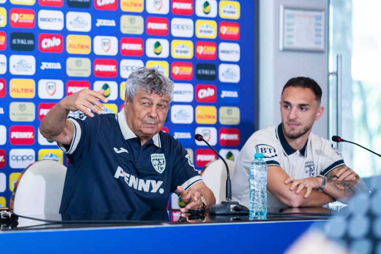Coach Mircea Lucescu talking to the press