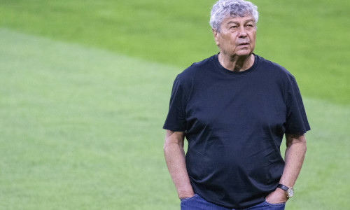 Coach Mircea Lucescu in the grass again portrait image