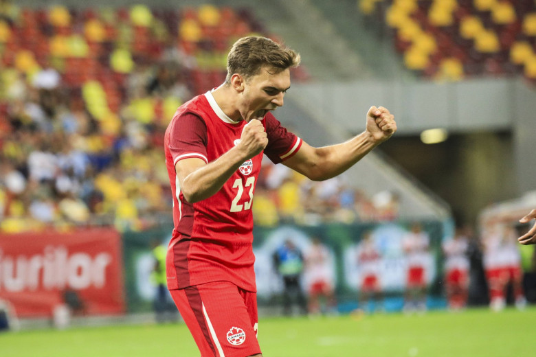 23 Niko Sigur celebrates scoring his first goal of the match