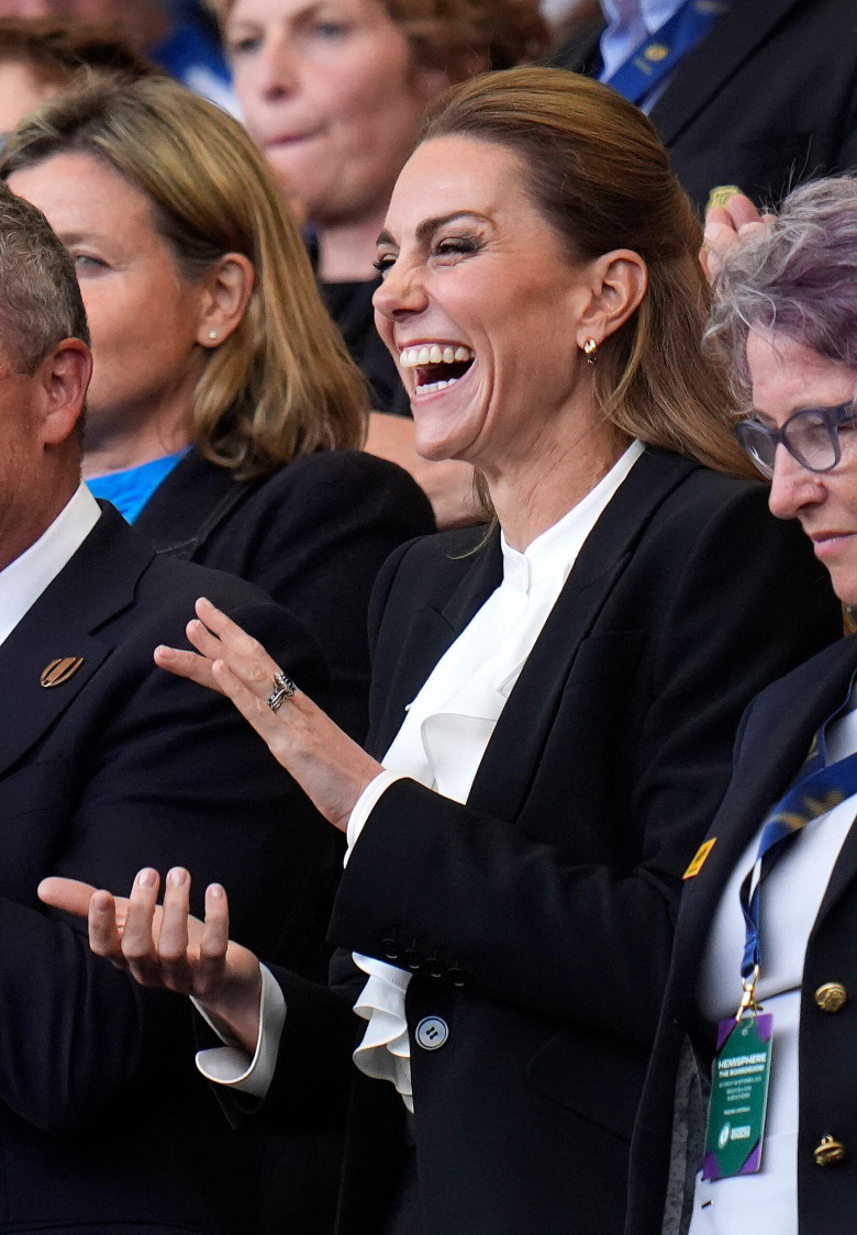 The Princess of Wales in the stands before the Women's Rugby World Cup 2025 pool A match at the Brighton and Hove Albion Stadium, Brighton. Picture date: Saturday September 6, 2025.