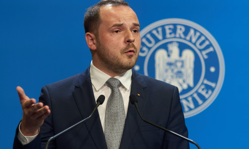 Bucharest, Romania. 29th Aug, 2025: Alexandru Rogobete, Romanian Minister of Health, makes a press statement briefly presenting the reform package aimed at reducing the deficit, which the government will assume in next week's parliamentary plenary session