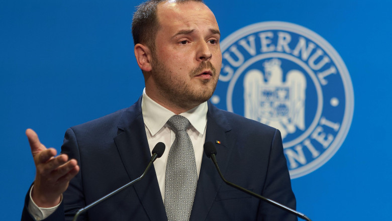 Bucharest, Romania. 29th Aug, 2025: Alexandru Rogobete, Romanian Minister of Health, makes a press statement briefly presenting the reform package aimed at reducing the deficit, which the government will assume in next week's parliamentary plenary session